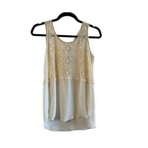 Jolt Women's Lace Crochet Top S Cream Boho Festival Peasant Beach